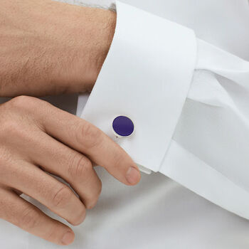 Woven Fabric Faced Cufflinks Purple, 2 of 4