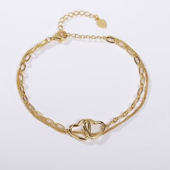 Gold Plated Mother And Daughter Infinity Heart Bracelet, 2 of 4