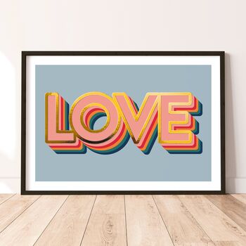 Love Rainbow Metallic Typography Art Print, 2 of 6