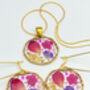 Pendnat Necklace With Rose Petals And Gold Leaf, thumbnail 9 of 11