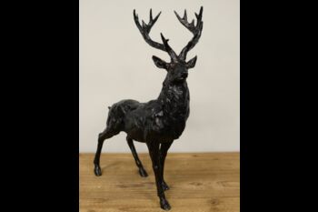 38cm Standing Stag Deer Bronze Effect Ornament Figurine Gift, 2 of 8