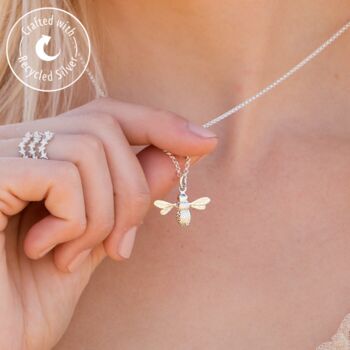 Sterling Silver Personalised Bee Necklace, 2 of 12
