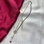 Half Black Bead Gold Plated Oval Pearl Y Shape Lariat Mangalsutra, thumbnail 3 of 5