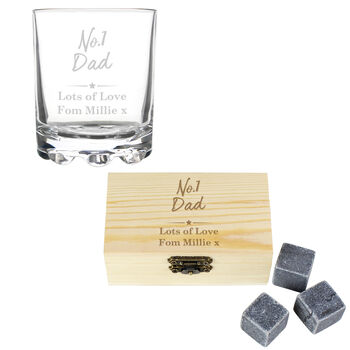 Personalised Number One Whisky Stones And Glass Set, 6 of 6