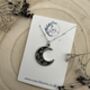 Black Crescent Moon Pendant, Filled With Pressed Flowers, thumbnail 4 of 4