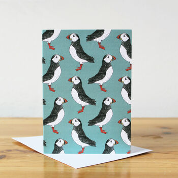 Luxury Green Puffin Gift Wrap And Card Set, 2 of 5