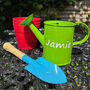 Personalised Metal Watering Can In Blue Or Green Or Gardening Set, thumbnail 3 of 3
