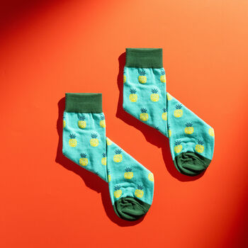 Persona Bold Colourful Mens Socks, Egyptian Cotton, Soft, Durable And Breathable Novelty Socks, Pineapple Pattern, Gift For Him, 5 of 5