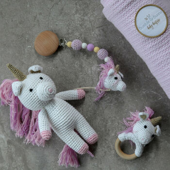 Organic Unicorn Toy Baby Gift Set, 2 of 8