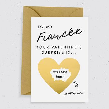 'To My Fiancee' Valentines Scratch Card/Three Colours, 2 of 4