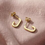 Open Link Huggie Hoop Stud Earrings, thumbnail 2 of 7