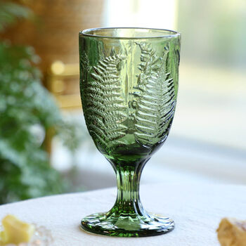 Botanical Green Fern Leaf Glassware, 7 of 9