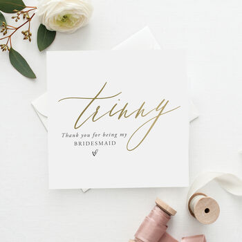 Personalised Modern Text Bridesmaid Card | Gold Effect, 3 of 4