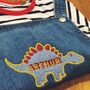 Personalised Dinosaur Embroidered Baby Dungarees, thumbnail 4 of 6