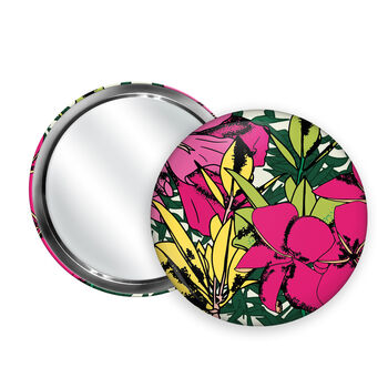Tropical Floral Handbag Mirror With Cotton Pouch, 3 of 7