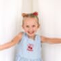 Blue Gingham Embroidered Personalised Cherry Smock Dress, thumbnail 5 of 7