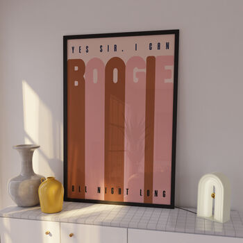 Yes Sir, I Can Boogie | Print | Disco Music Print | Music Poster | Wall Art | A5 A4 A3 | Bold | Typographic | Lyrics | Retro, 5 of 8