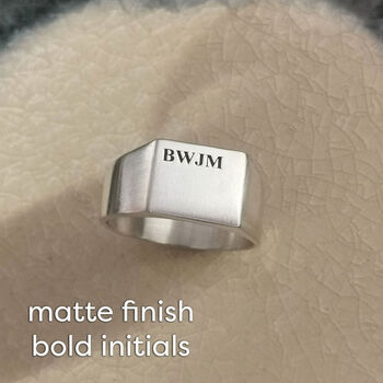 Personalised Initials Large Square Silver Signet Ring, 4 of 11