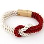 Unisex Red And White Silk Rope Love Knot Bracelet, thumbnail 1 of 5