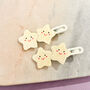 Pastel Yellow Smiling Star Hair Clip Set, thumbnail 1 of 2