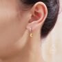 Mixed Tone Moon And Star Charm Huggie Hoop Earrings, thumbnail 7 of 12