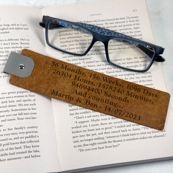 Three Years And Counting Leather Anniversary Bookmark, 2 of 7