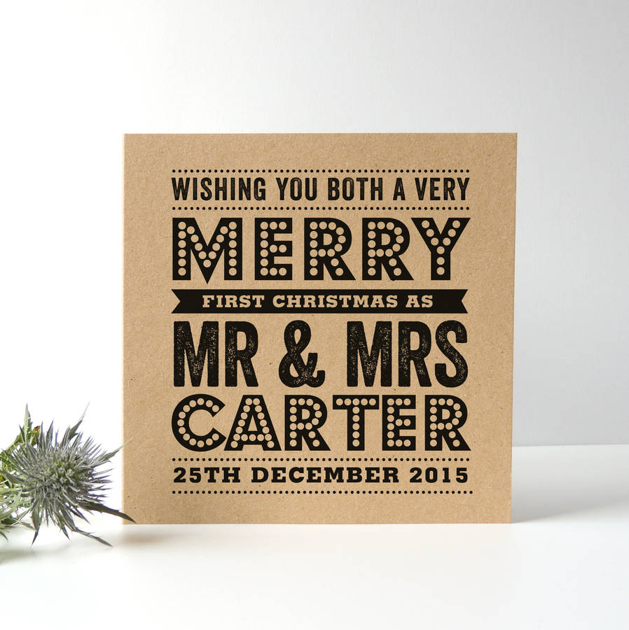 Personalised Mr And Mrs Newlyweds First Christmas Card By Project