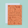 Wood Floral 5th Anniversary Card, thumbnail 2 of 2