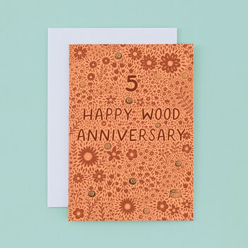 Wood Floral 5th Anniversary Card, 2 of 2