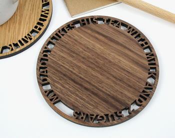 Personalised Wooden Round Tea Or Coffee Coaster, 5 of 6