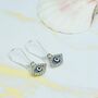 Long Silver Evil Eye Huggie Zircon Devil Eye Charm Earrings, thumbnail 2 of 8