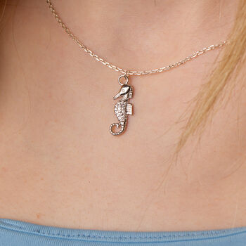 Crystal Seahorse Sterling Silver Necklace, 3 of 6