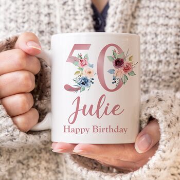 Personlised Floral Milestone Age Mug, 5 of 9