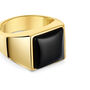 Black Onyx Square Signet Ring 18 K Gold Plated Solid Silver, thumbnail 2 of 4