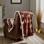 Mixed Kitties Brick Red Throw, Cute Cat Print Flannel And Sherpa Back 140x180cm, thumbnail 1 of 3