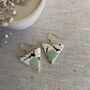 Mint Green Triangle Ceramic Dangle Earrings Gold Plated, thumbnail 8 of 8