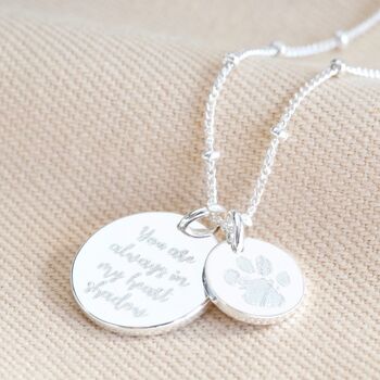 Personalised Sterling Paw Print Disc Charm Necklace, 3 of 8