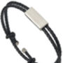 Men's Black Leather Bracelet With Silver Clasp, thumbnail 7 of 8