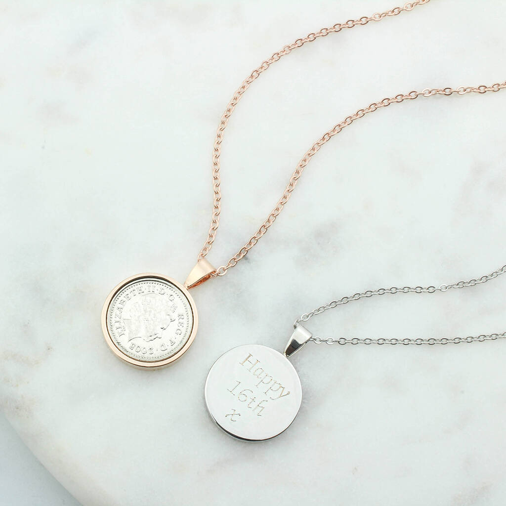Personalised 16th Birthday Five Pence Necklace By Charlie Boots ...