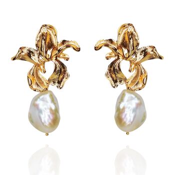 Bauhinia Blossom Baroque Pearl Earrings, 2 of 3