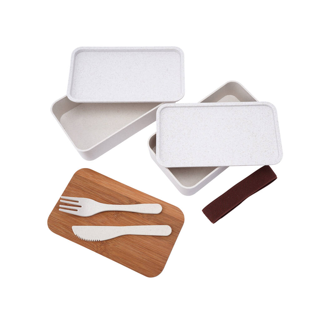 Eco Friendly Set Of Two Lunchboxes With Knife And Fork, 1 of 6