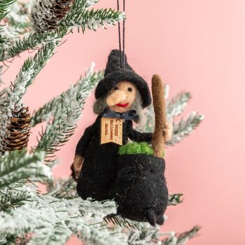 Personalised Felt Witch Hanging Decoration, 2 of 5