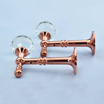 G Decor Pack Of Two Crystal Curtain Hooks, Rose Gold, 3 of 5