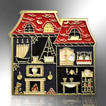 Large Spooky Haunted House Halloween Enamel Pin, 3 of 8