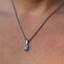 Silver Blue Diamond Pendant Necklace Chain For Men, thumbnail 10 of 12