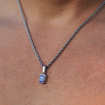 Silver Blue Diamond Pendant Necklace Chain For Men, 10 of 12