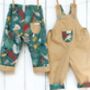 Reversible Baby Kids Cotton Jungle Sloth Trousers, thumbnail 9 of 11