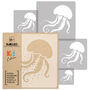 Reusable Plastic Stencils Five Jellyfish With Brushes, thumbnail 2 of 5