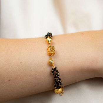 Indian Nazaria Gold Square Bead Mangalsutra Bracelet, 2 of 5