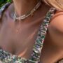 Bali Gold Plated, Pearl And Green Beaded Necklace, thumbnail 2 of 3
